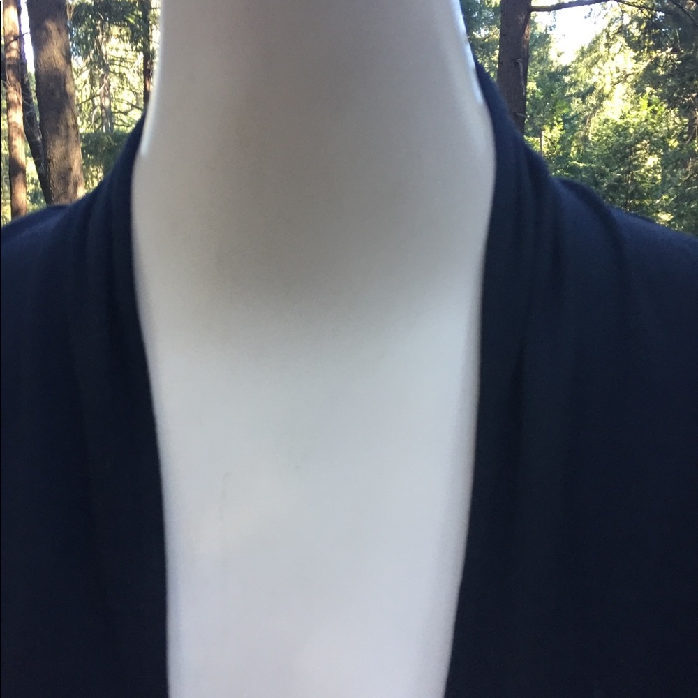 Banana Republic black knit mock wrap, V neck long sleeve cocktail dress - Picture 6 of 12